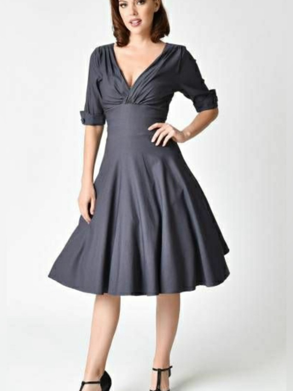 Unique Vintage 1950 Delores Swing Dress in Purple / Grey - Size 3XL